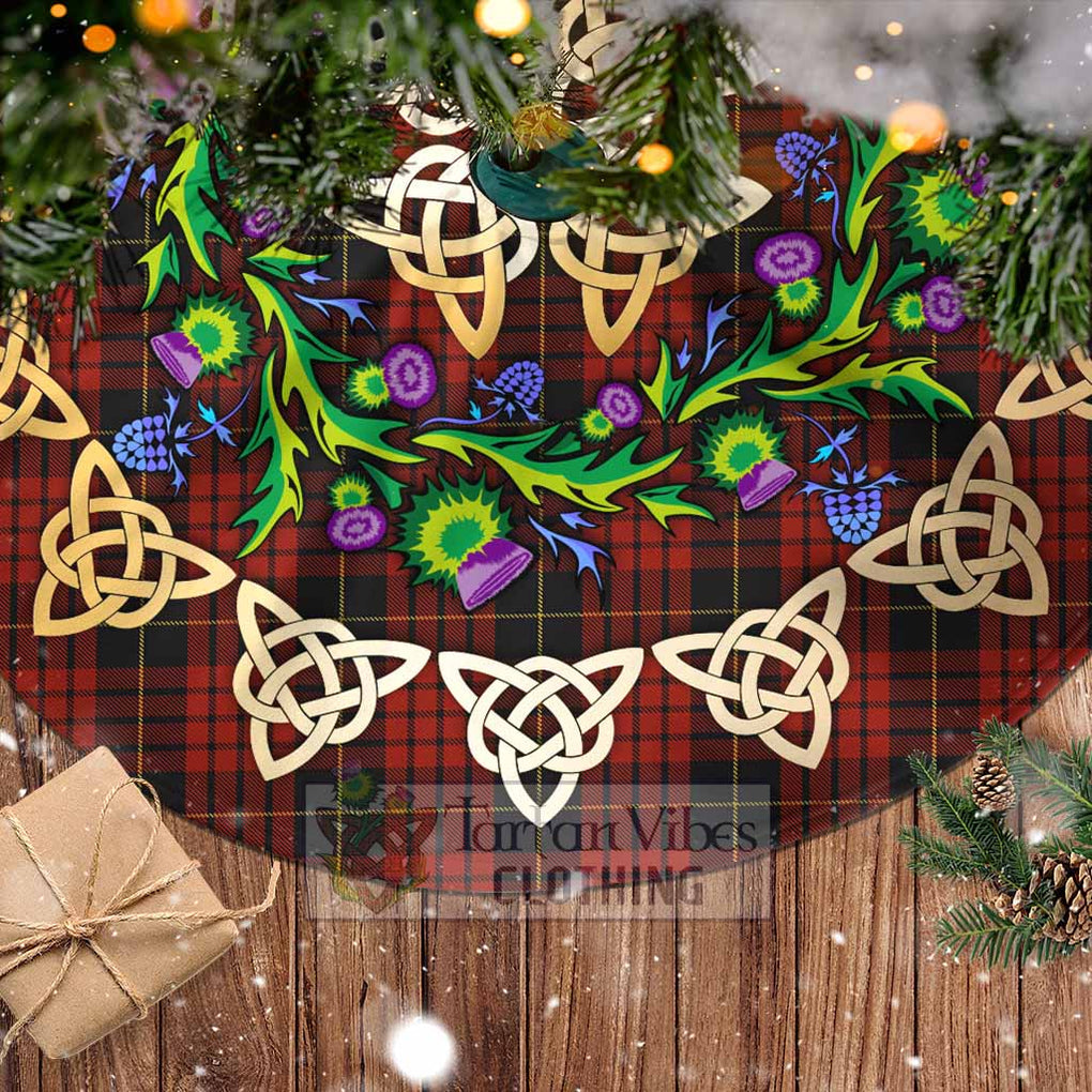 Tartan Vibes Clothing MacQueen (McQueen) Tartan Christmas Tree Skirt with Thistle Celtic Knot Style