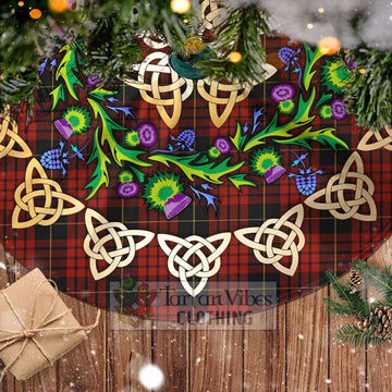 MacQueen (McQueen) Tartan Christmas Tree Skirt with Thistle Celtic Knot Style