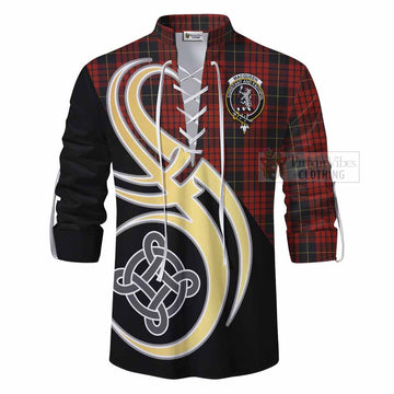 MacQueen (McQueen) Tartan Ghillie Kilt Shirt with Family Crest and Celtic Symbol Style