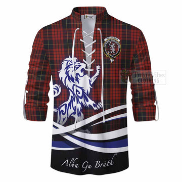 MacQueen (McQueen) Tartan Ghillie Kilt Shirt with Alba Gu Brath Regal Lion Emblem