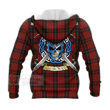 MacQueen (McQueen) Tartan Knitted Hoodie with Family Crest Celtic Skull Style