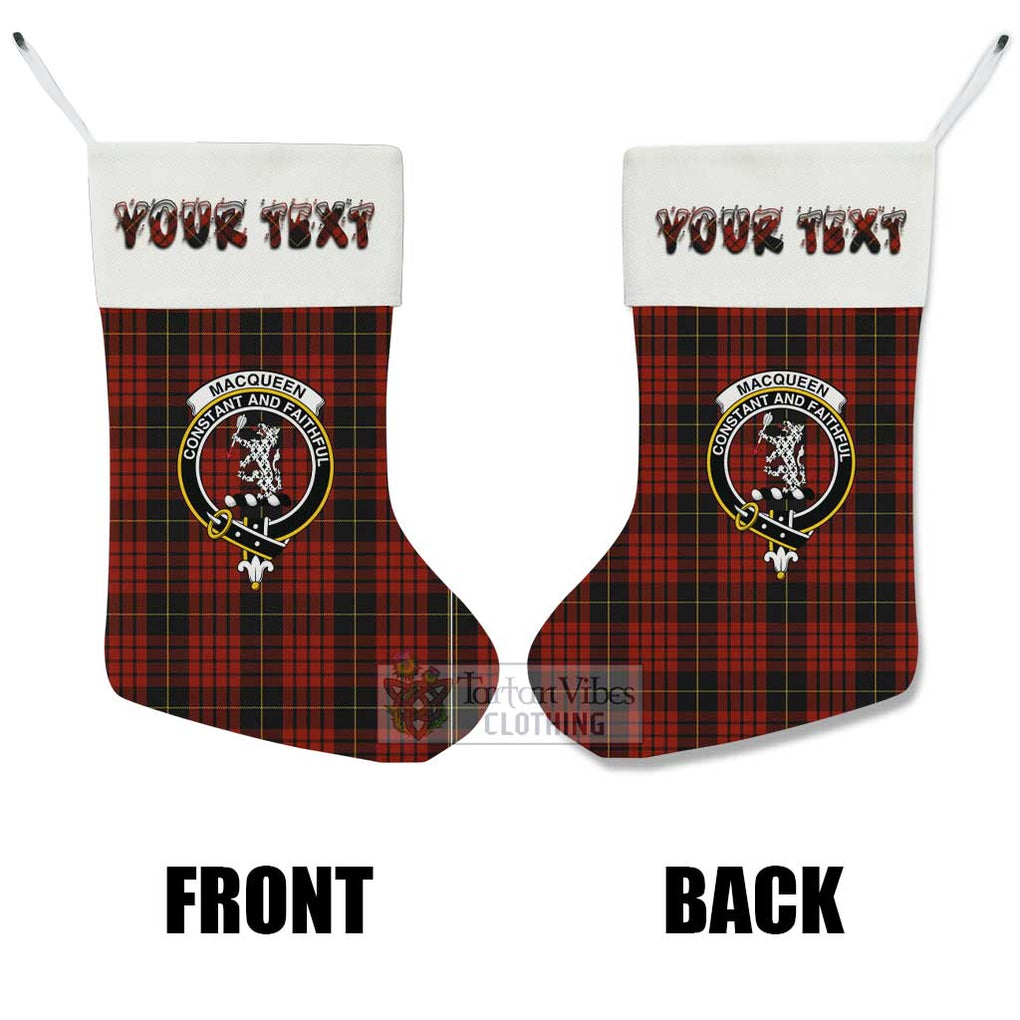 Tartan Vibes Clothing MacQueen (McQueen) Tartan Family Crest Christmas Stocking with Personalized Text