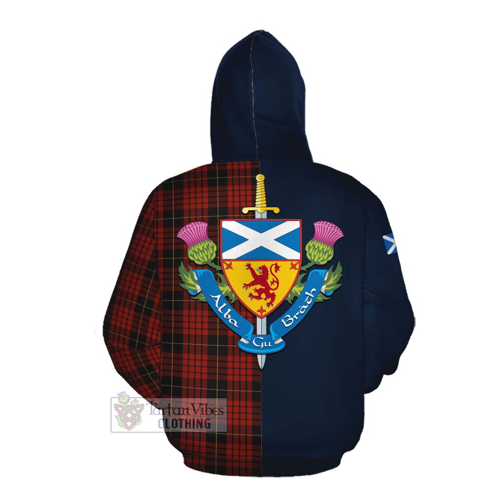 Tartan Vibes Clothing MacQueen (McQueen) Tartan Cotton Hoodie Alba with Scottish Lion Royal Arm Half Style