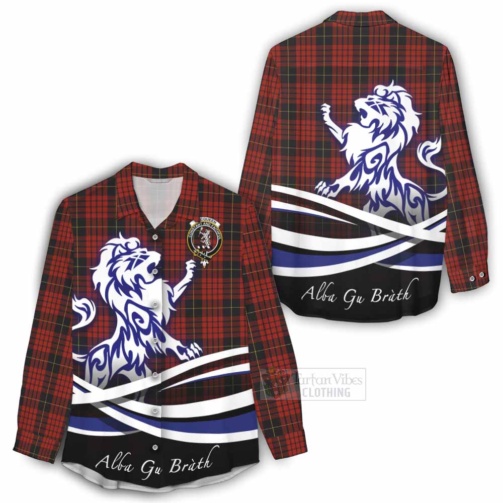 Tartan Vibes Clothing MacQueen (McQueen) Tartan Women's Casual Shirt with Alba Gu Brath Regal Lion Emblem