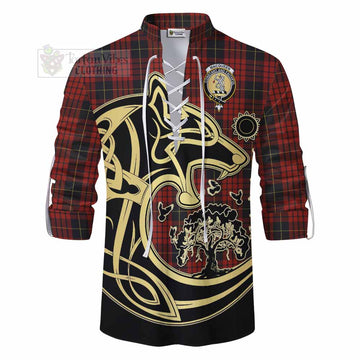 MacQueen (McQueen) Tartan Ghillie Kilt Shirt with Family Crest Celtic Wolf Style