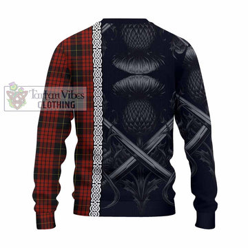 MacQueen (McQueen) Tartan Knitted Sweater with Family Crest Cross Sword Thistle Celtic Vibes