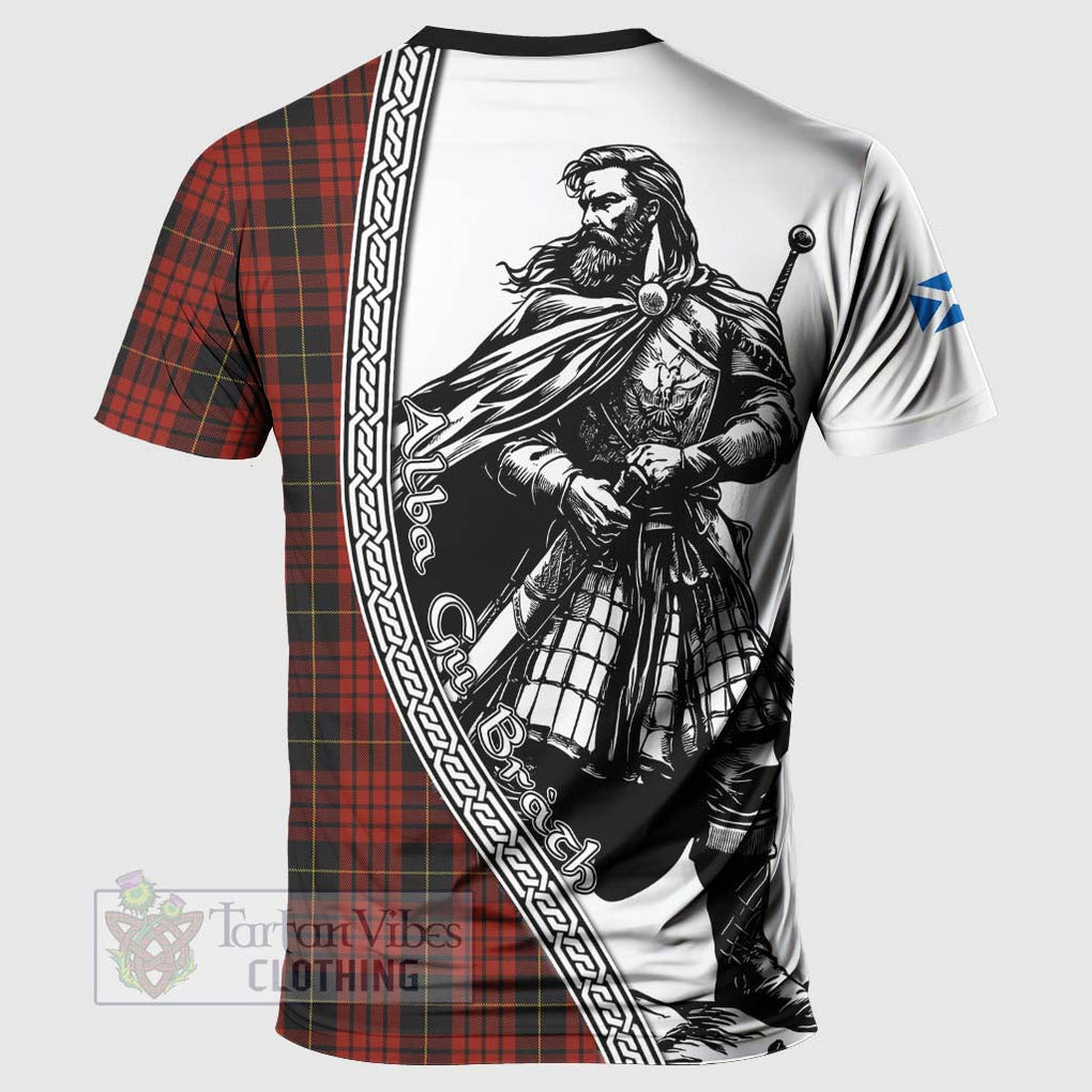 Tartan Vibes Clothing MacQueen (McQueen) Tartan Clan Crest T-Shirt with Highlander Warrior Celtic Style