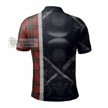 MacQueen (McQueen) Tartan Polo Shirt with Family Crest Cross Sword Thistle Celtic Vibes