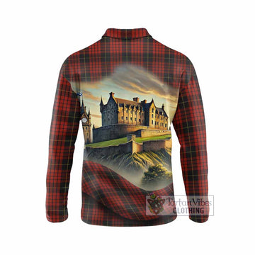 MacQueen (McQueen) Tartan Family Crest Long Sleeve Polo Shirt with Scottish Ancient Castle Style - Tartan Vibes Clothing