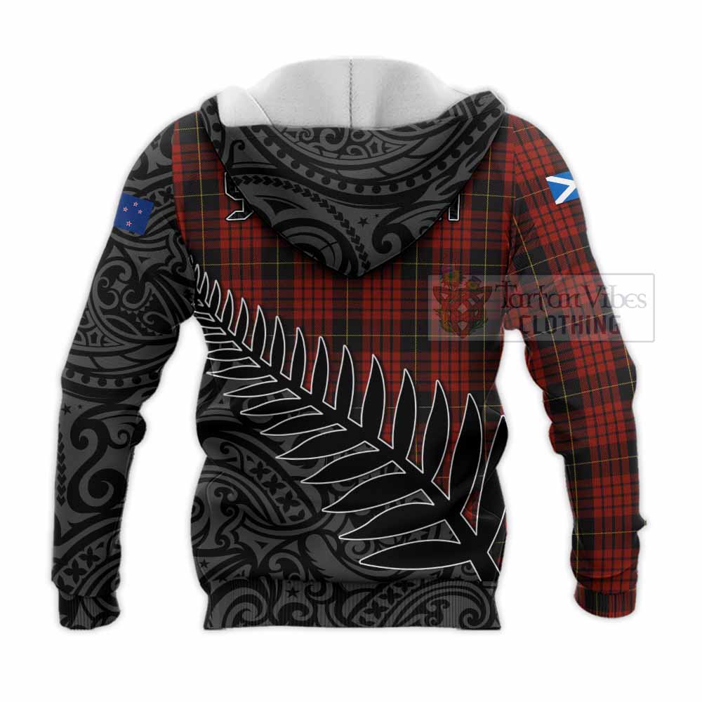 Tartan Vibes Clothing MacQueen (McQueen) Crest Tartan Knitted Hoodie with New Zealand Silver Fern Half Style