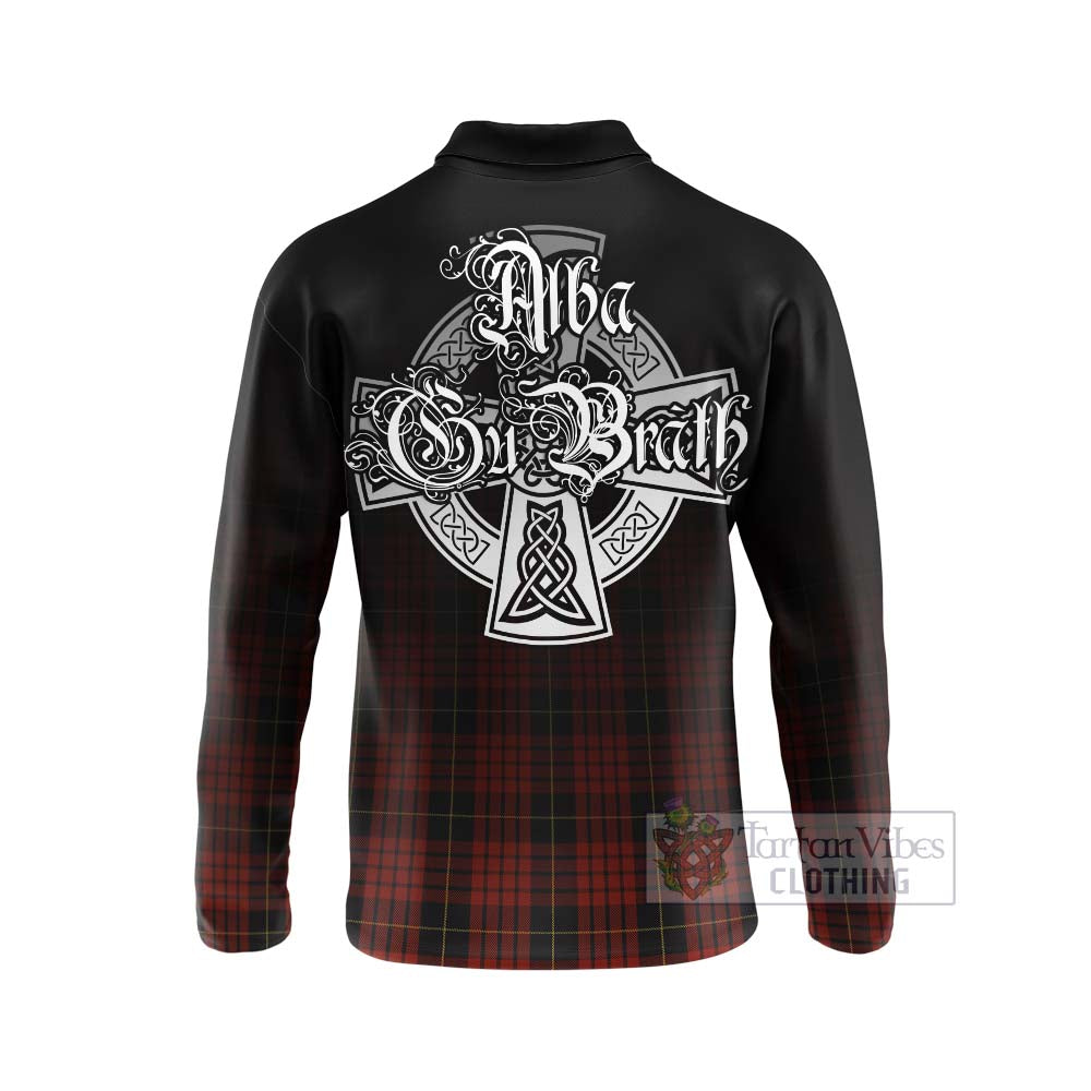 Tartan Vibes Clothing MacQueen (McQueen) Tartan Long Sleeve Polo Shirt Featuring Alba Gu Brath Family Crest Celtic Inspired