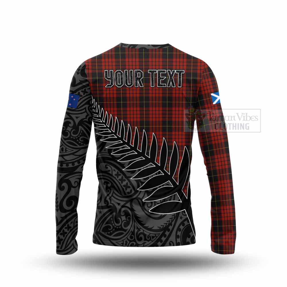 Tartan Vibes Clothing MacQueen (McQueen) Crest Tartan Long Sleeve T-Shirt with New Zealand Silver Fern Half Style