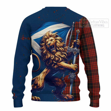 MacQueen (McQueen) Tartan Family Crest Knitted Sweater with Scottish Majestic Lion