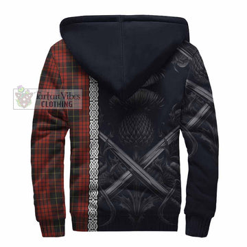 MacQueen (McQueen) Tartan Sherpa Hoodie with Family Crest Cross Sword Thistle Celtic Vibes