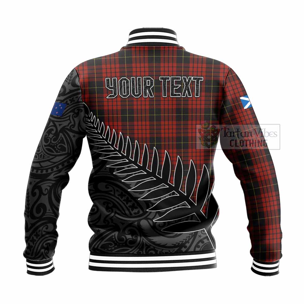 Tartan Vibes Clothing MacQueen (McQueen) Crest Tartan Baseball Jacket with New Zealand Silver Fern Half Style