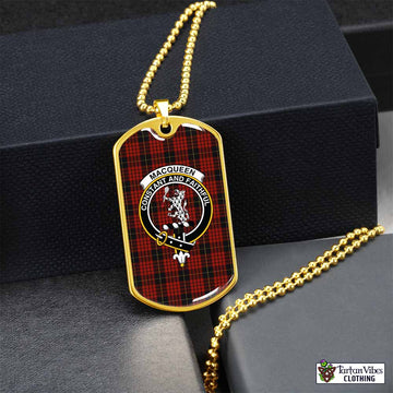 MacQueen (McQueen) Tartan Dog Tag Necklace with Family Crest