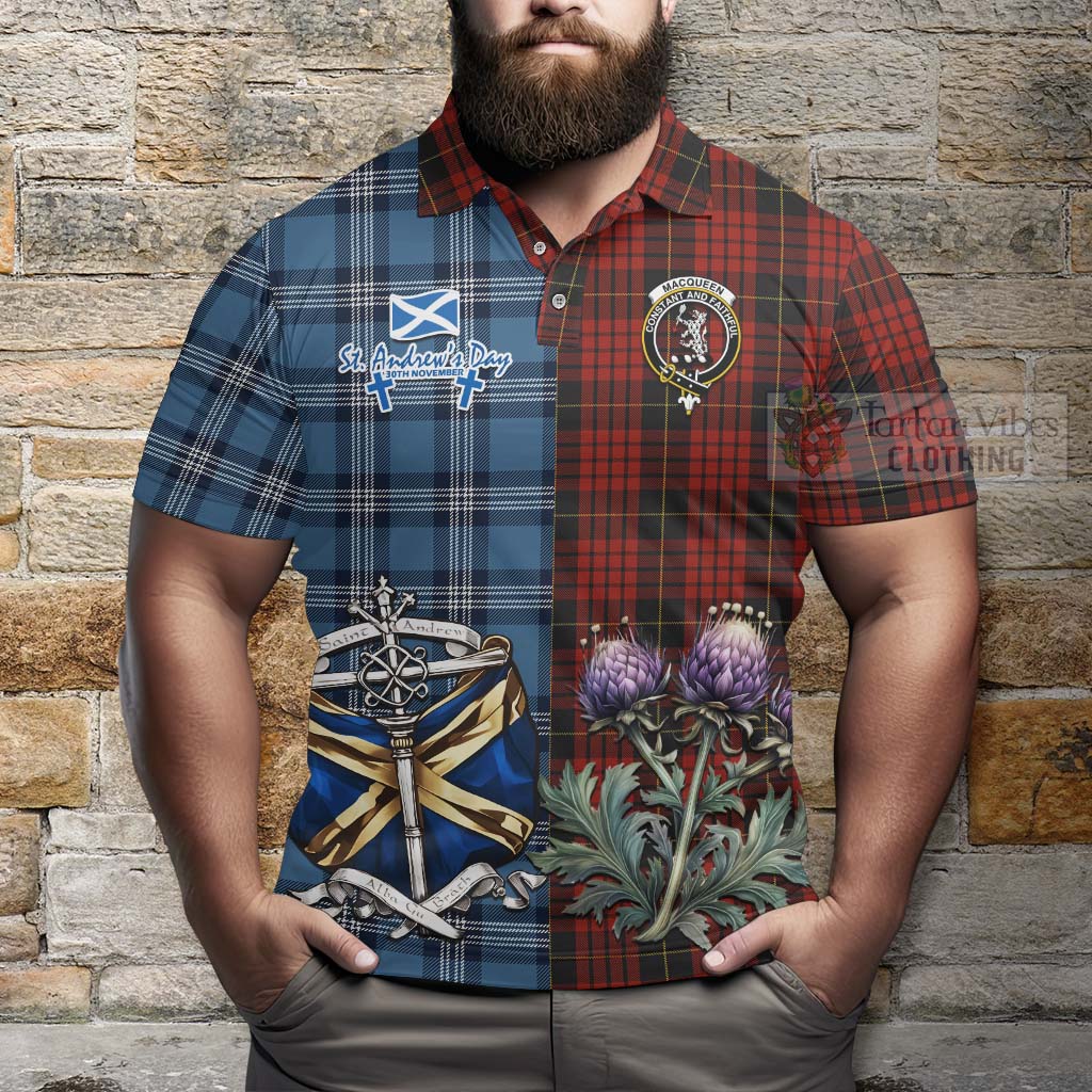 Tartan Vibes Clothing MacQueen (McQueen) Tartan Polo Shirt Happy St. Andrew's Day Half Tartan Style