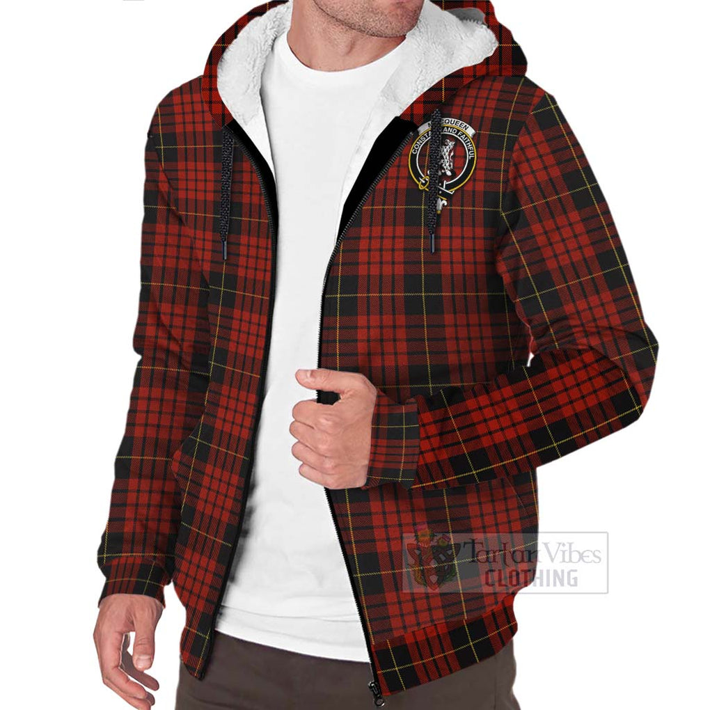 Tartan Vibes Clothing MacQueen (McQueen) Tartan Sherpa Hoodie with Family Crest Celtic Skull Style