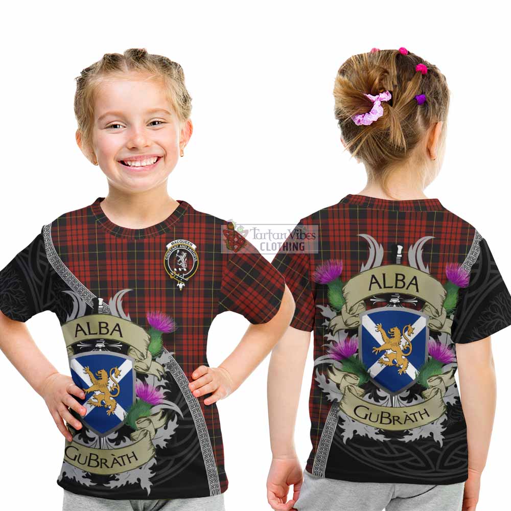 MacQueen (McQueen) Tartan Family Crest Kid T-Shirt Lion Rampant Royal Thistle Shield Celtic Inspired - Tartan Vibes Clothing