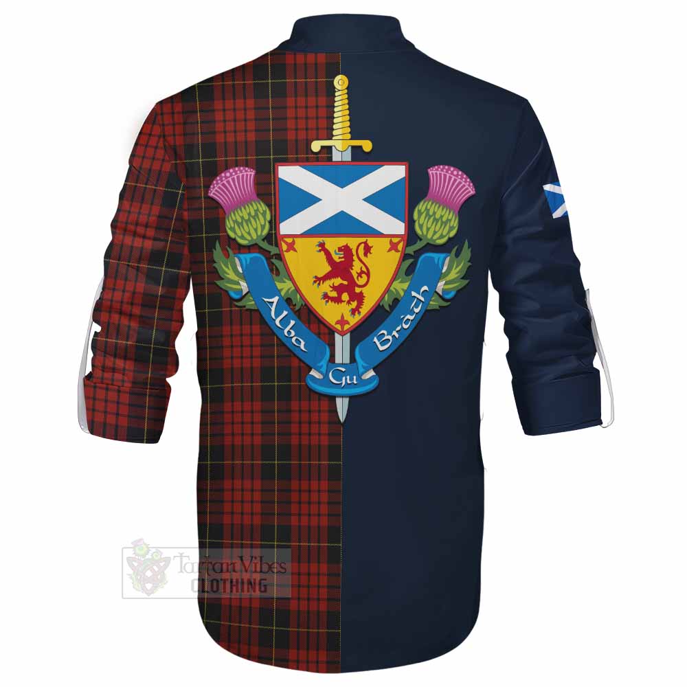 MacQueen (McQueen) Tartan Ghillie Kilt Shirt Alba with Scottish Lion Royal Arm Half Style