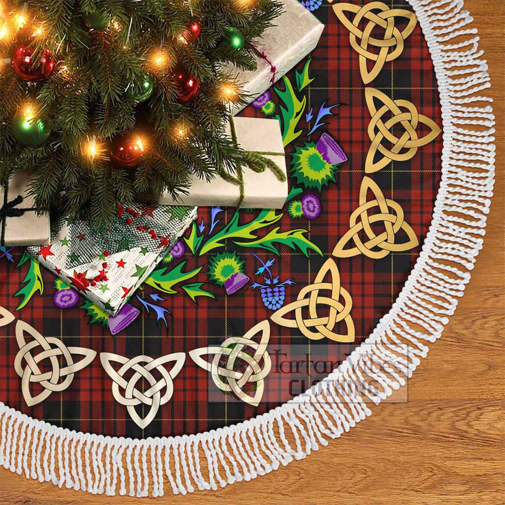 Tartan Vibes Clothing MacQueen (McQueen) Tartan Christmas Tree Skirt with Thistle Celtic Knot Style