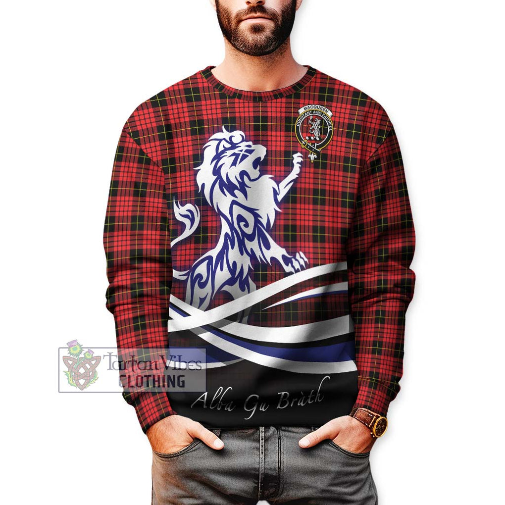 MacQueen Modern Tartan Sweatshirt with Alba Gu Brath Regal Lion Emblem Unisex - Tartanvibesclothing Shop