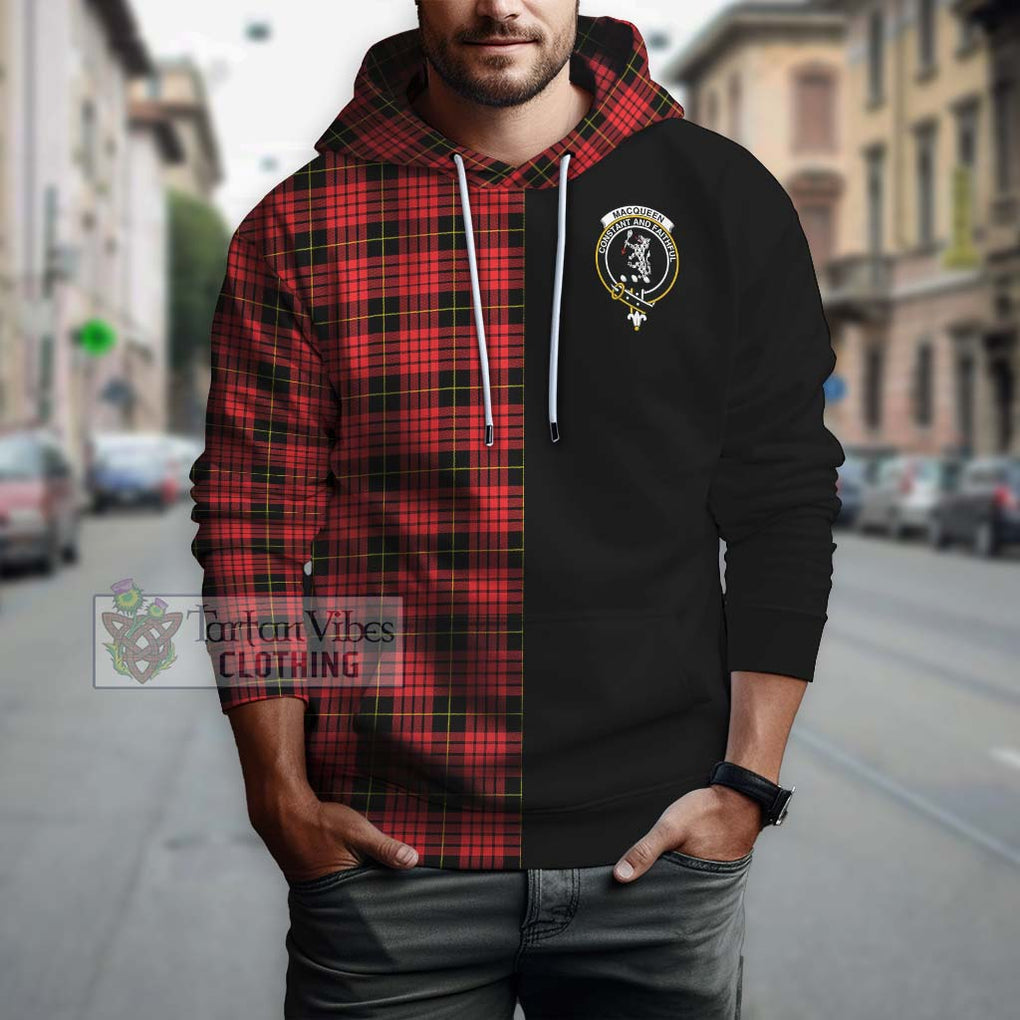 MacQueen Modern Tartan Hoodie with Family Crest and Half Of Me Style Zip Hoodie - Tartanvibesclothing Shop