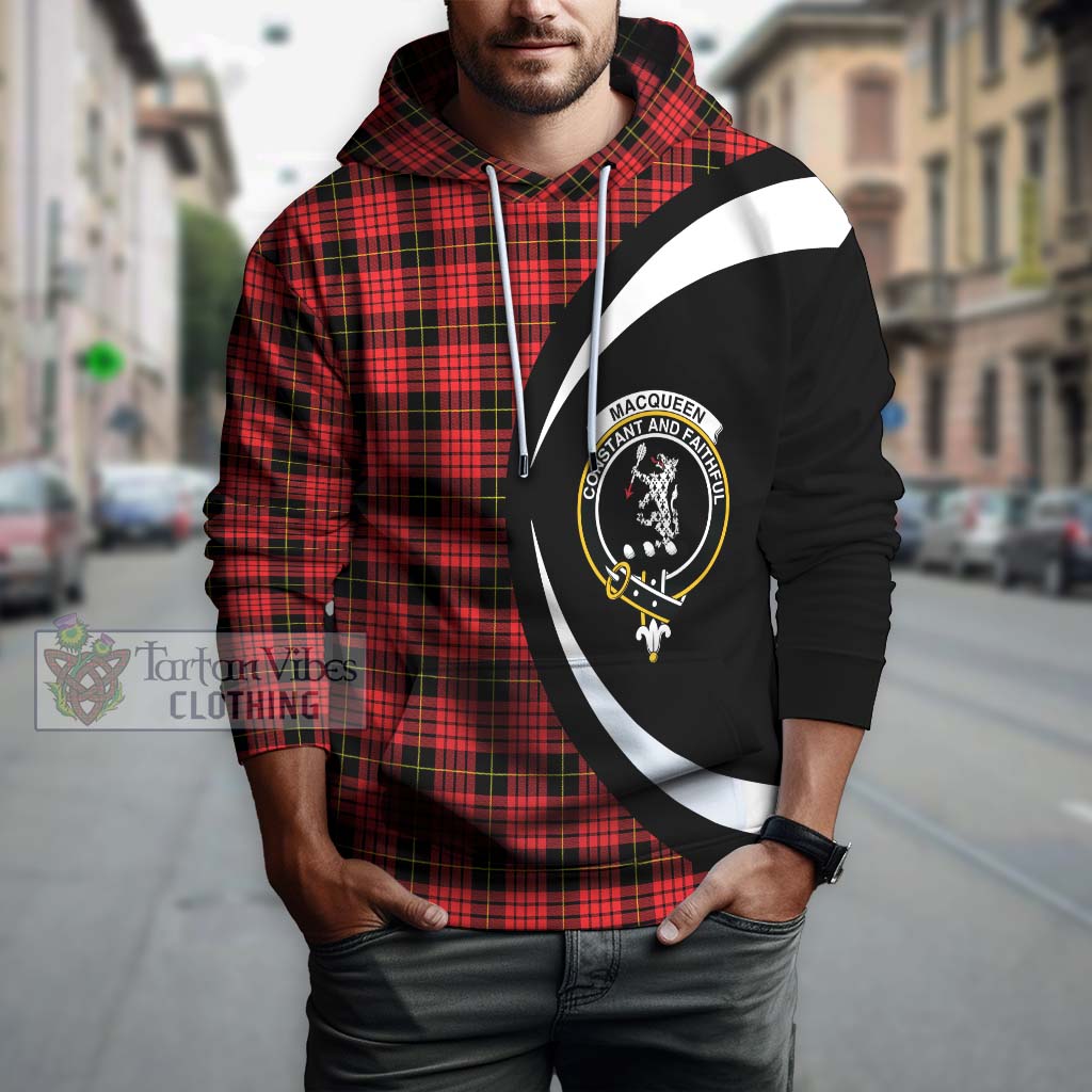 MacQueen Modern Tartan Hoodie with Family Crest Circle Style Zip Hoodie - Tartan Vibes Clothing