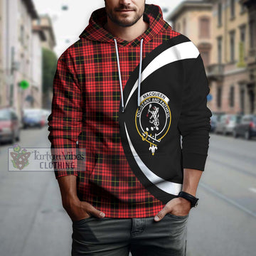 MacQueen Modern Tartan Hoodie with Family Crest Circle Style