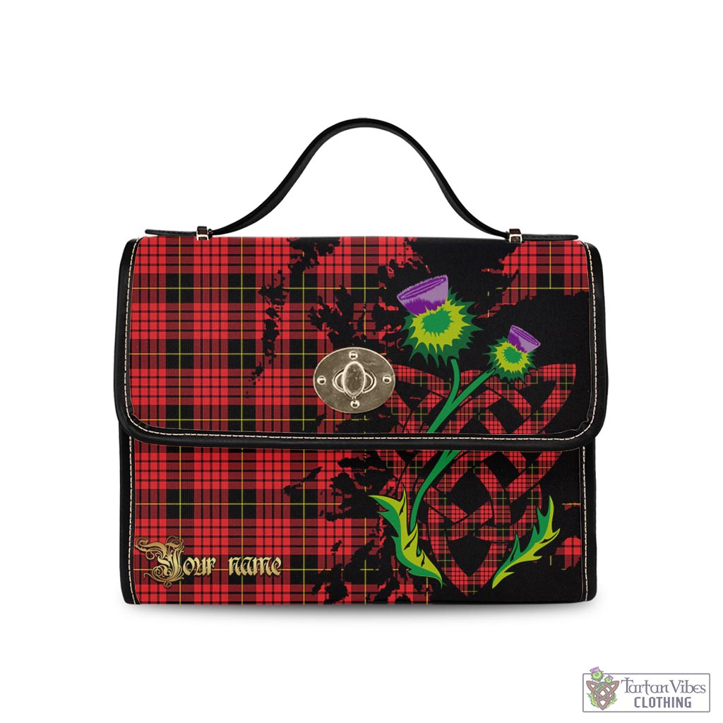 Tartan Vibes Clothing MacQueen Modern Tartan Waterproof Canvas Bag with Scotland Map and Thistle Celtic Accents