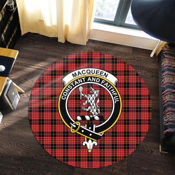 MacQueen Modern Tartan Round Rug with Family Crest