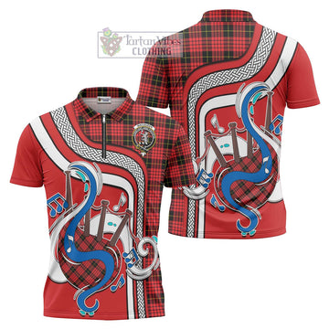 MacQueen Modern Tartan Zipper Polo Shirt with Epic Bagpipe Style