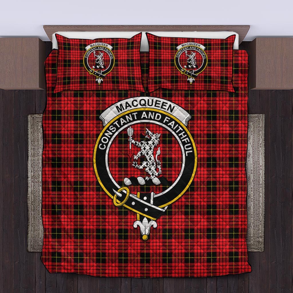 MacQueen Modern Tartan Quilt Bed Set with Family Crest Twin - Tartan Vibes Clothing