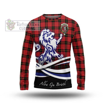 MacQueen Modern Tartan Long Sleeve T-Shirt with Alba Gu Brath Regal Lion Emblem