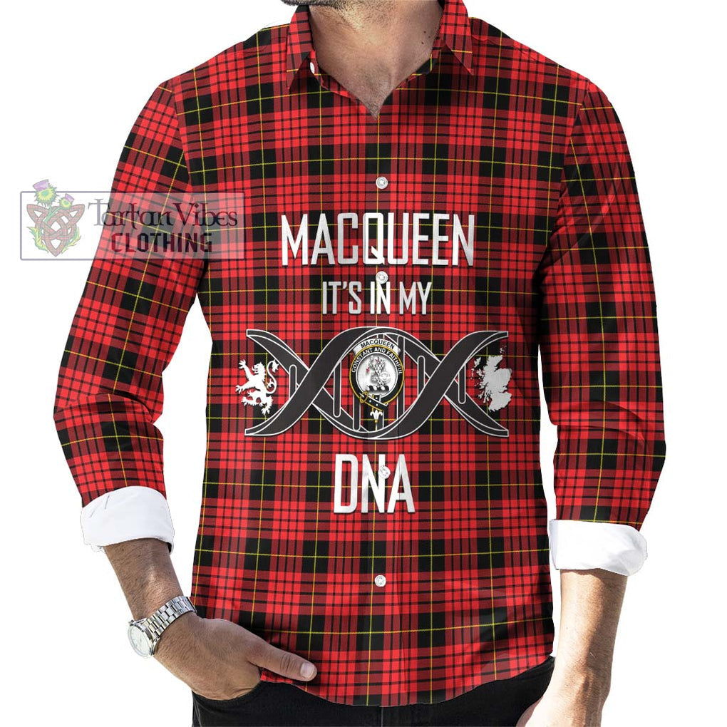 MacQueen Modern Tartan Long Sleeve Button Shirt with Family Crest DNA In Me Style Men's Shirt S - Tartanvibesclothing Shop