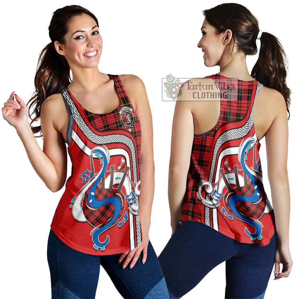 MacQueen Modern Tartan Women's Racerback Tanks with Epic Bagpipe Style 4XL - Tartanvibesclothing Shop