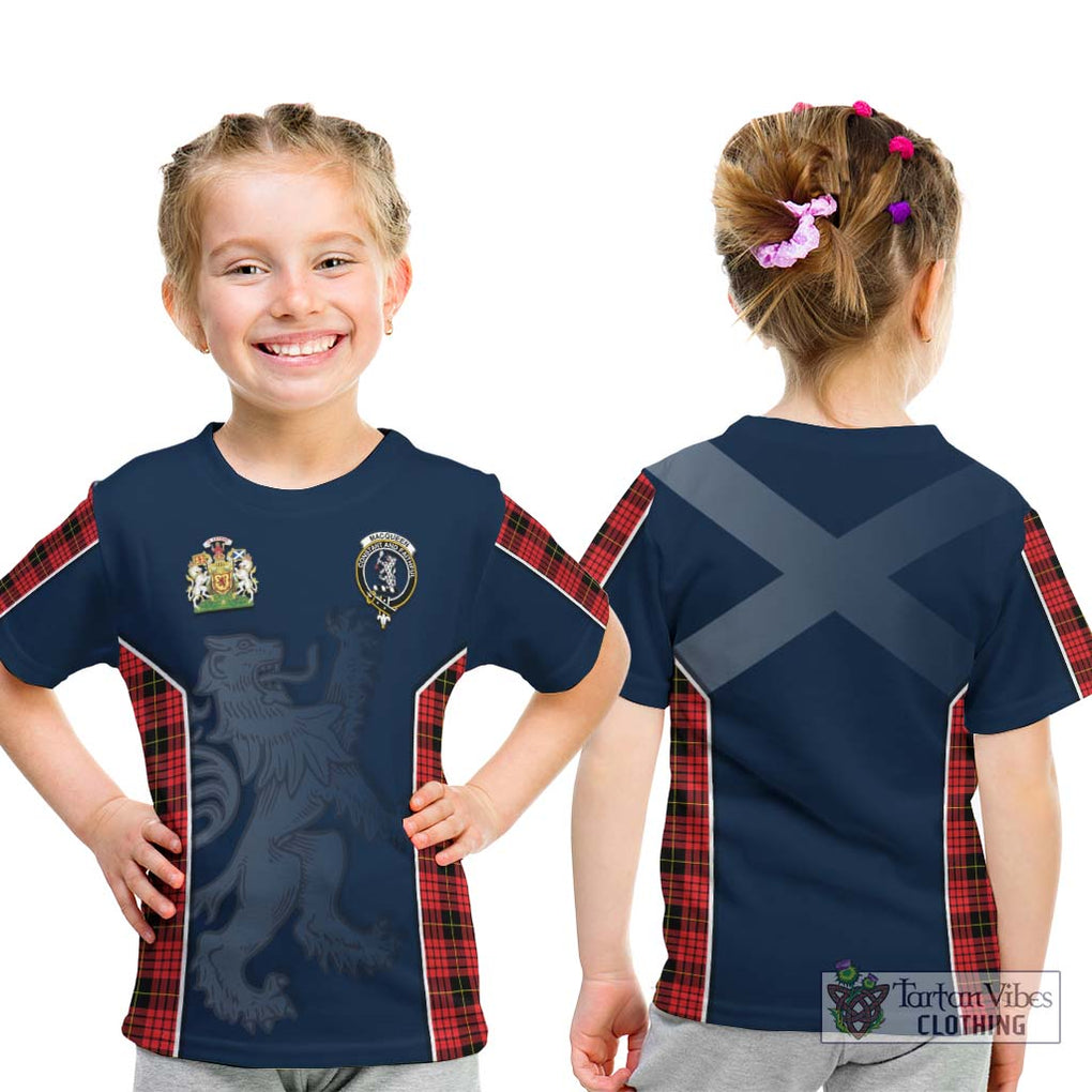 MacQueen Modern Tartan Kid T-Shirt with Family Crest and Lion Rampant Vibes Sport Style - Tartan Vibes Clothing