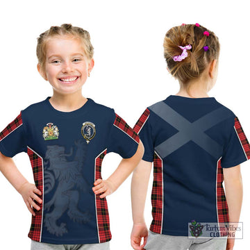 MacQueen Modern Tartan Kid T-Shirt with Family Crest and Lion Rampant Vibes Sport Style