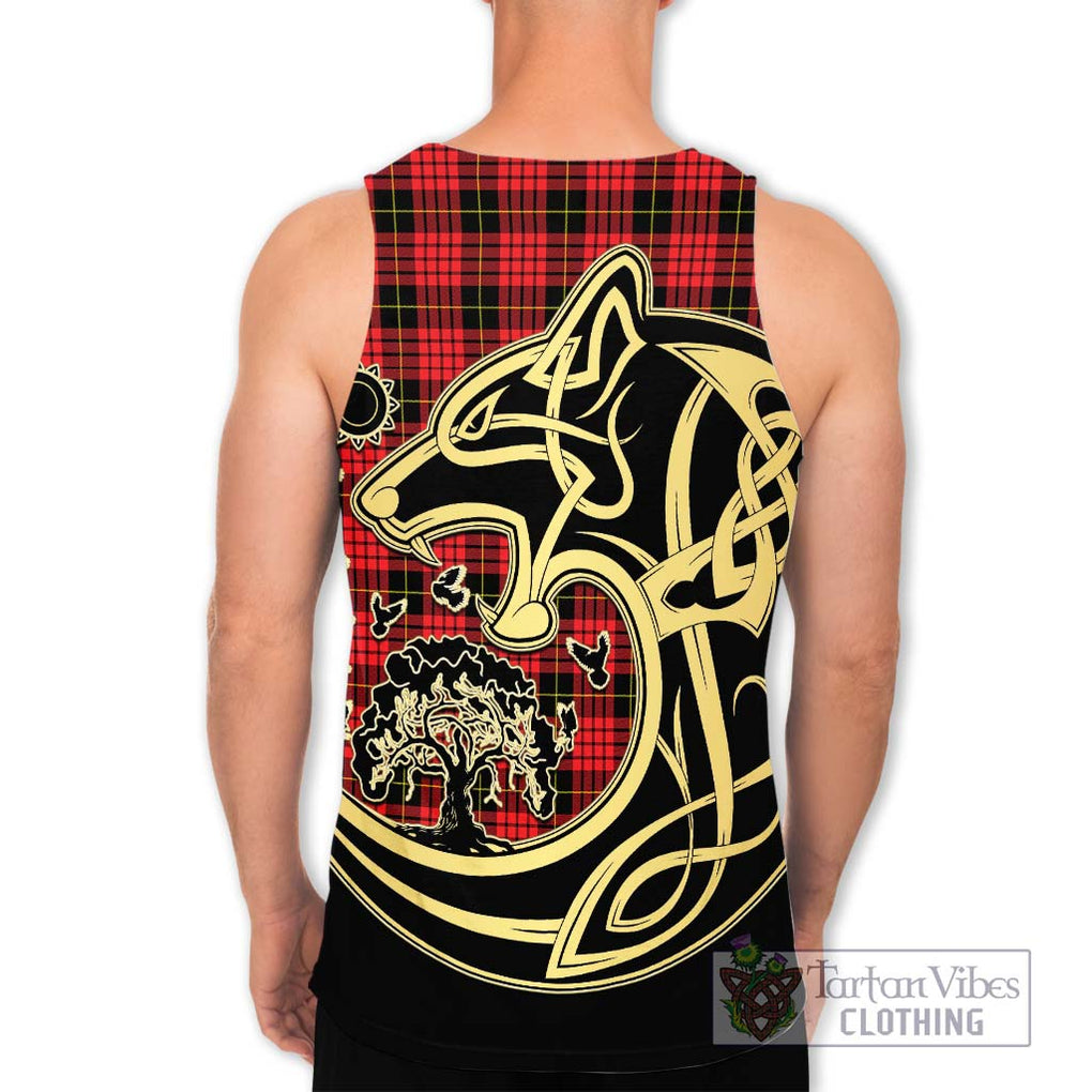 MacQueen Modern Tartan Men's Tank Top with Family Crest Celtic Wolf Style - Tartan Vibes Clothing