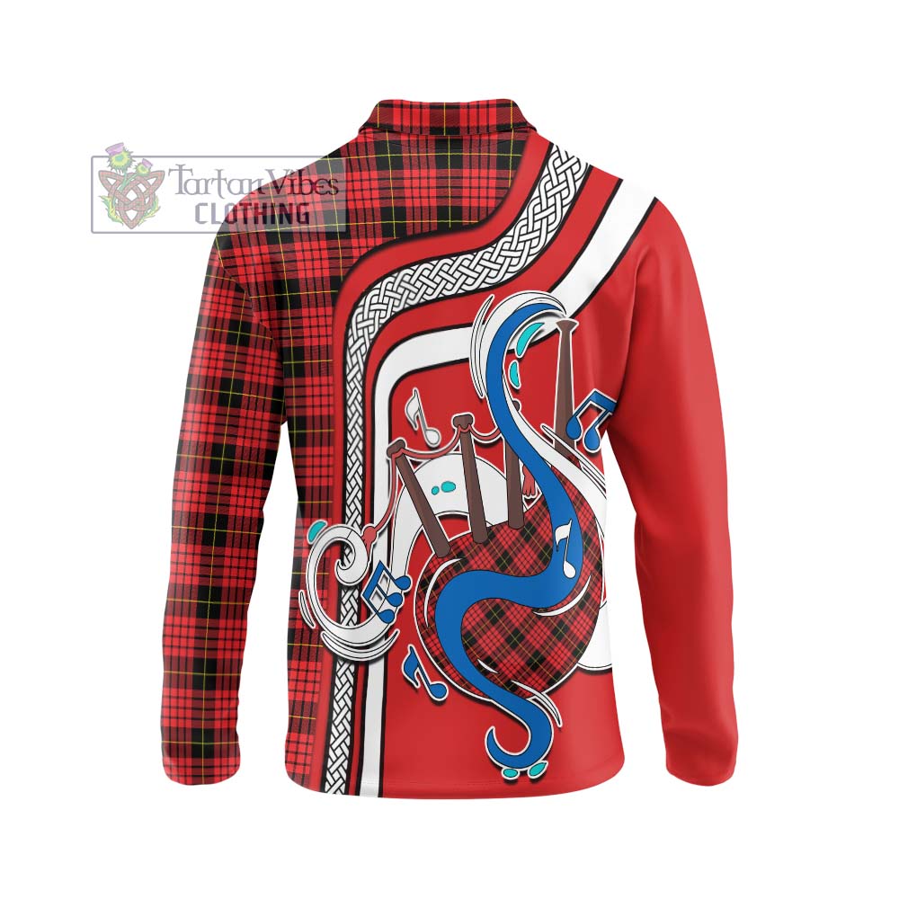 Tartan Vibes Clothing MacQueen Modern Tartan Long Sleeve Polo Shirt with Epic Bagpipe Style