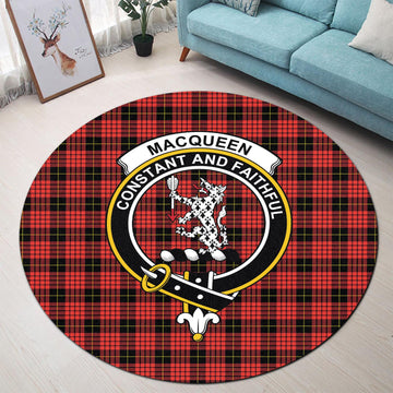 MacQueen Modern Tartan Round Rug with Family Crest