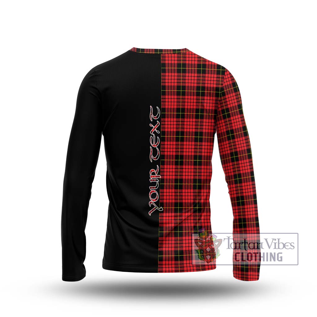 MacQueen Modern Tartan Long Sleeve T-Shirt with Family Crest and Half Of Me Style - Tartanvibesclothing Shop