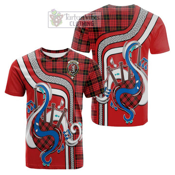 MacQueen Modern Tartan Cotton T-shirt with Epic Bagpipe Style