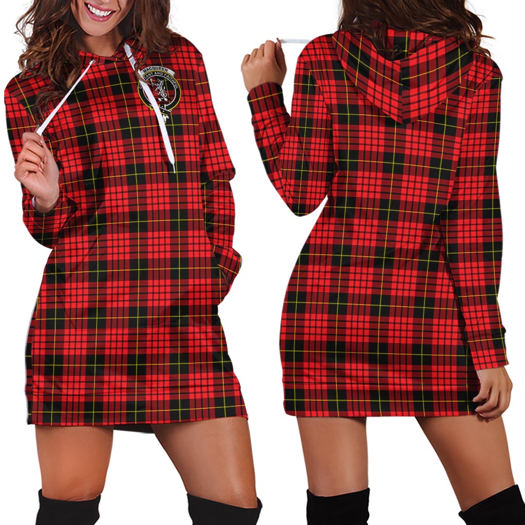 MacQueen Modern Tartan Hoodie Dress with Family Crest - Tartan Vibes Clothing