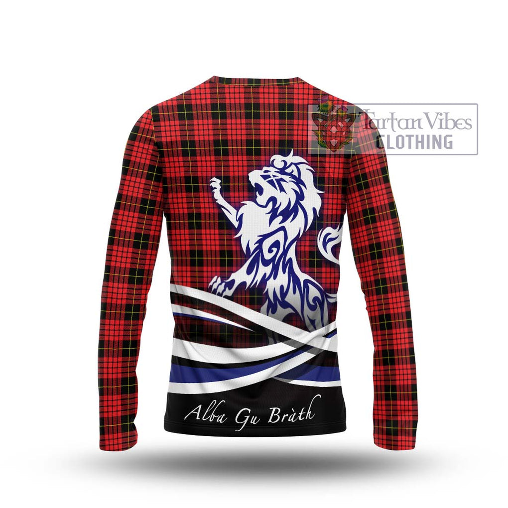 MacQueen Modern Tartan Long Sleeve T-Shirt with Alba Gu Brath Regal Lion Emblem - Tartanvibesclothing Shop