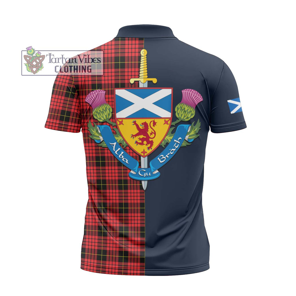 Tartan Vibes Clothing MacQueen Modern Tartan Zipper Polo Shirt with Scottish Lion Royal Arm Half Style