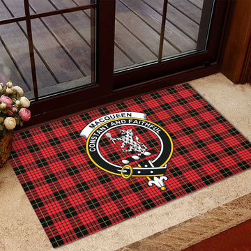 MacQueen Modern Tartan Door Mat with Family Crest