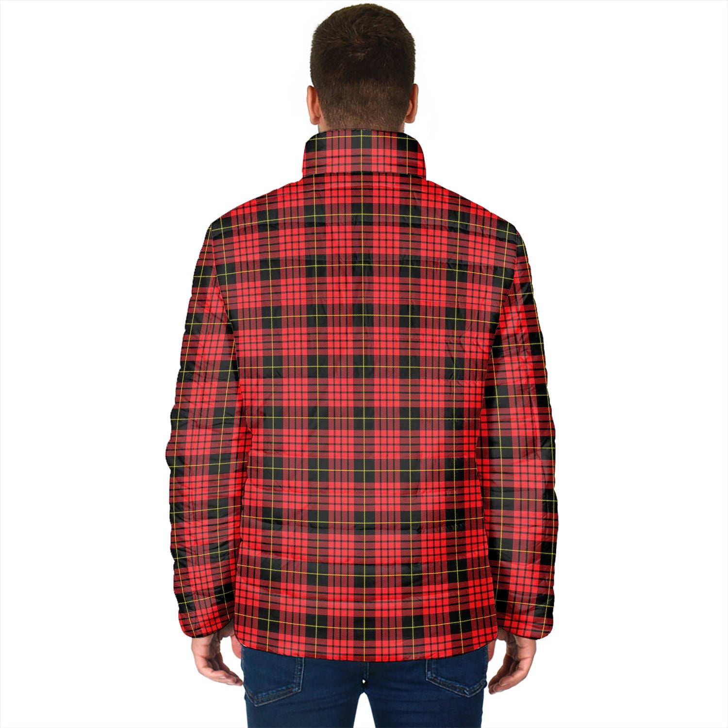 MacQueen Modern Tartan Padded Jacket with Family Crest - Tartan Vibes Clothing