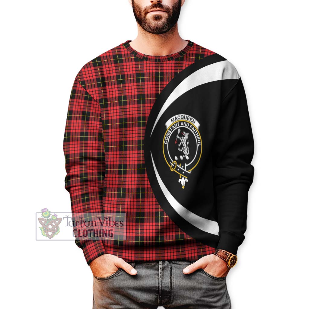 MacQueen Modern Tartan Sweatshirt with Family Crest Circle Style - Tartan Vibes Clothing