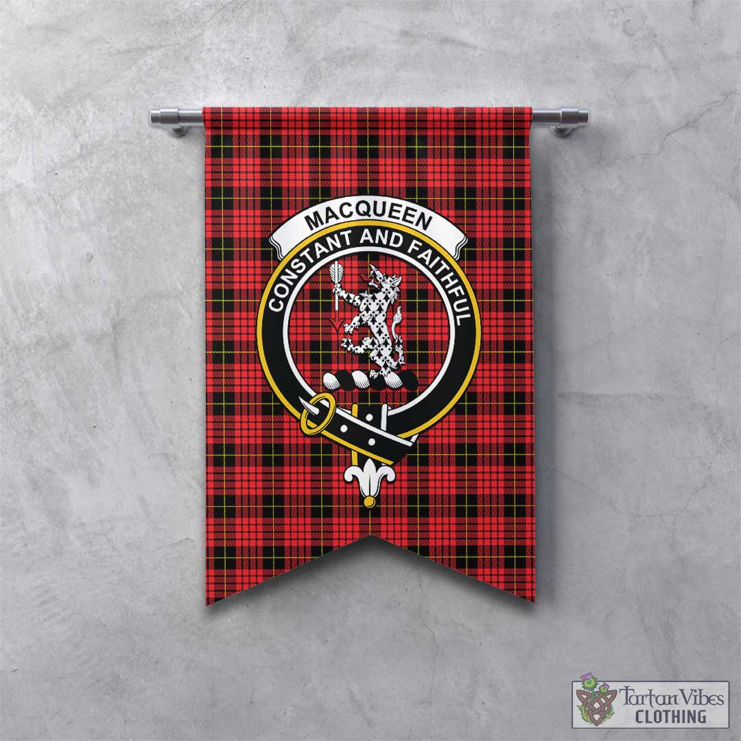 Tartan Vibes Clothing MacQueen Modern Tartan Gonfalon, Tartan Banner with Family Crest